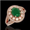 Image 1 : 4.55 ctw Certified Emerald & Diamond Victorian Ring 14K Rose Gold - REF-143M6G