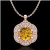 Image 1 : 1.01 ctw Intense Fancy Yellow Diamond Art Deco Necklace 18k Rose Gold - REF-232G8W
