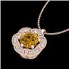 Image 2 : 1.01 ctw Intense Fancy Yellow Diamond Art Deco Necklace 18k Rose Gold - REF-232G8W