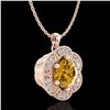 Image 3 : 1.01 ctw Intense Fancy Yellow Diamond Art Deco Necklace 18k Rose Gold - REF-232G8W