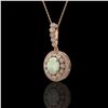 Image 1 : 3.9 ctw Certified Opal & Diamond Victorian Necklace 14K Rose Gold - REF-139W8H