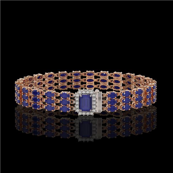 28.74 ctw Sapphire & Diamond Bracelet 14K Rose Gold - REF-318H2R