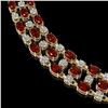 Image 3 : 31.85 ctw Garnet & Diamond Necklace 10K Yellow Gold - REF-427W3H