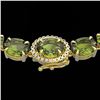 Image 1 : 66 ctw Green Tourmaline & VS/SI Diamond Micro Necklace 14k Yellow Gold - REF-618H2R