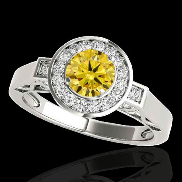 1.5 ctw Certified SI/I Fancy Intense Yellow Diamond Ring 10k White Gold - REF-204N5F