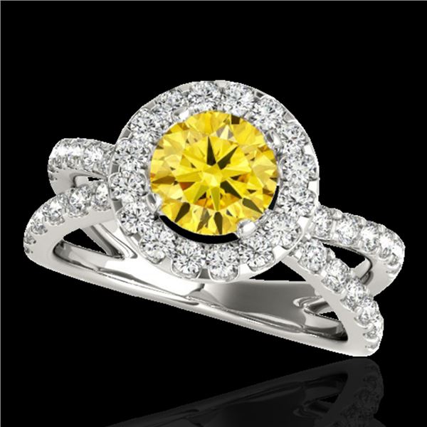 2.01 ctw Certified SI/I Fancy Intense Yellow Diamond Ring 10k White Gold - REF-218X2A