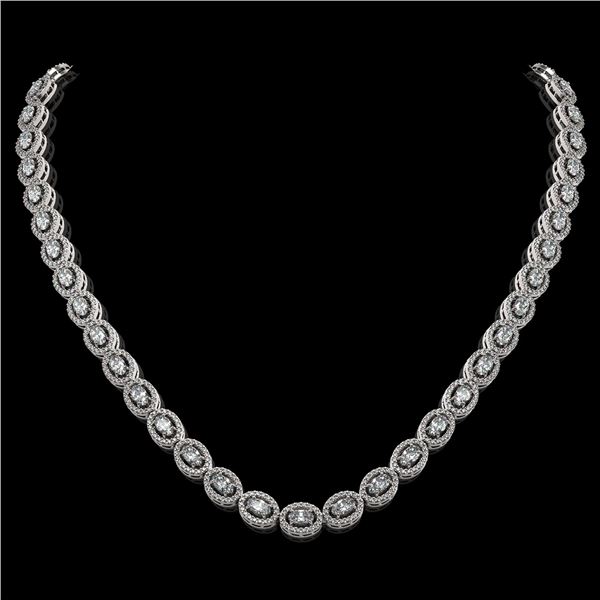 18.43 ctw Oval Cut Diamond Micro Pave Necklace 18K White Gold - REF-1596K8Y