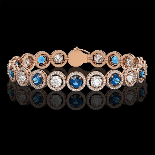 13.56 ctw Blue & Diamond Micro Pave Bracelet 18K Rose Gold - REF-2426X6A