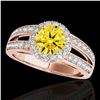Image 1 : 1.6 ctw Certified SI/I Fancy Intense Yellow Diamond Ring 10k Rose Gold - REF-214N3F