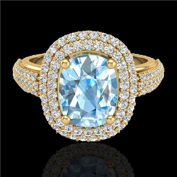 3.50 ctw TOPAZ & Micro Pave VS/SI Diamond Certified Ring 10k Yellow Gold - REF-94K9Y