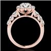 Image 2 : 2.25 ctw Certified Diamond Solitaire Halo Ring 10k Rose Gold - REF-245X5A
