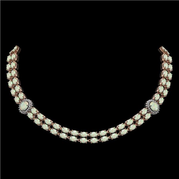 30.05 ctw Opal & Diamond Necklace 14K Rose Gold - REF-527N3F