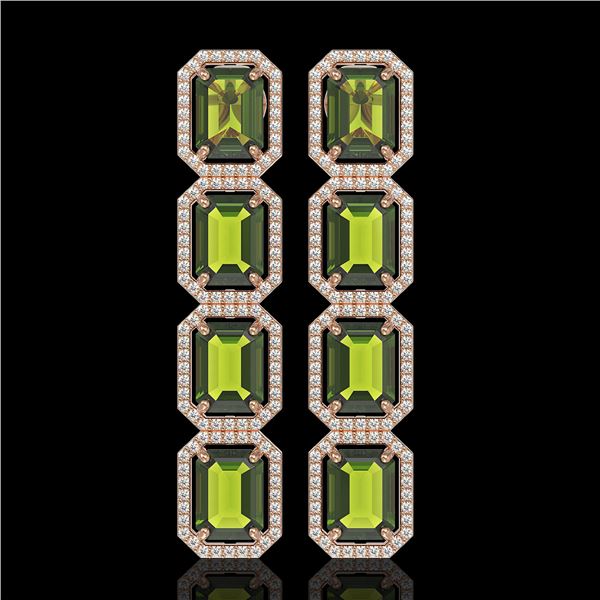 19.44 ctw Tourmaline & Diamond Micro Pave Halo Earrings 10k Rose Gold - REF-258H9R