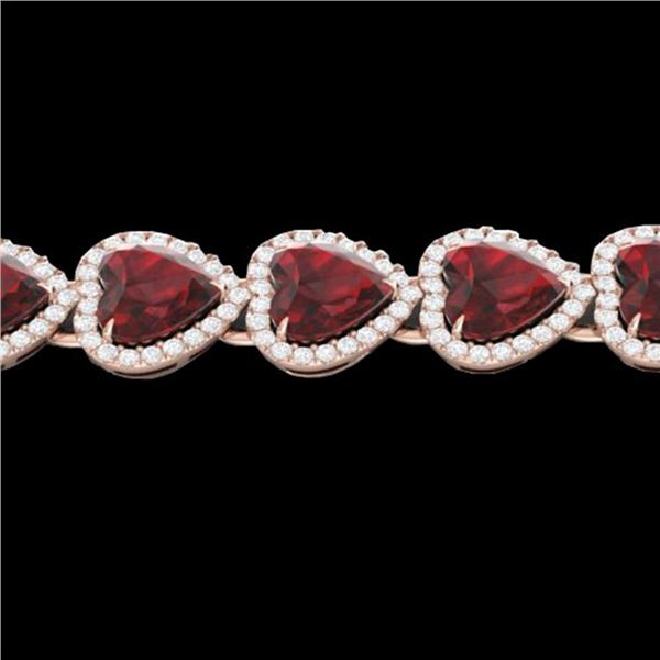 25 ctw Garnet & Micro Pave VS/SI Diamond Bracelet Heart 14k Rose Gold - REF-415Y5X