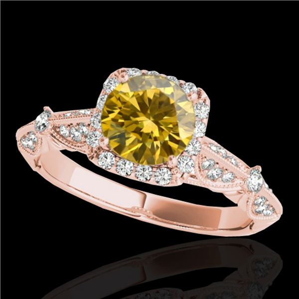 1.36 ctw Certified SI/I Fancy Intense Yellow Diamond Ring 10k Rose Gold - REF-204K5Y