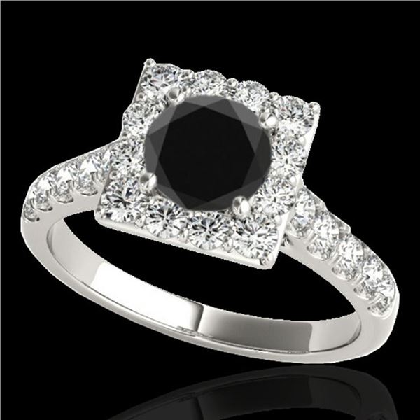 2.5 ctw Certified VS Black Diamond Solitaire Halo Ring 10k White Gold - REF-84A8N