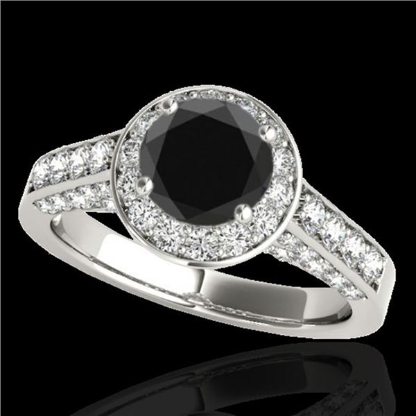 2.56 ctw Certified VS Black Diamond Solitaire Halo Ring 10k White Gold - REF-90Y2X