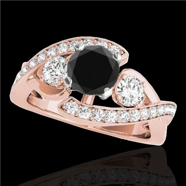 1.76 ctw Certified VS Black Diamond Bypass Solitaire Ring 10k Rose Gold - REF-81X5A