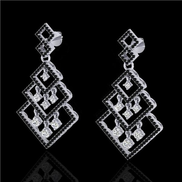 3 ctw Micro Pave Black & White VS/SI Diamond Earrings 14k White Gold - REF-290F9M