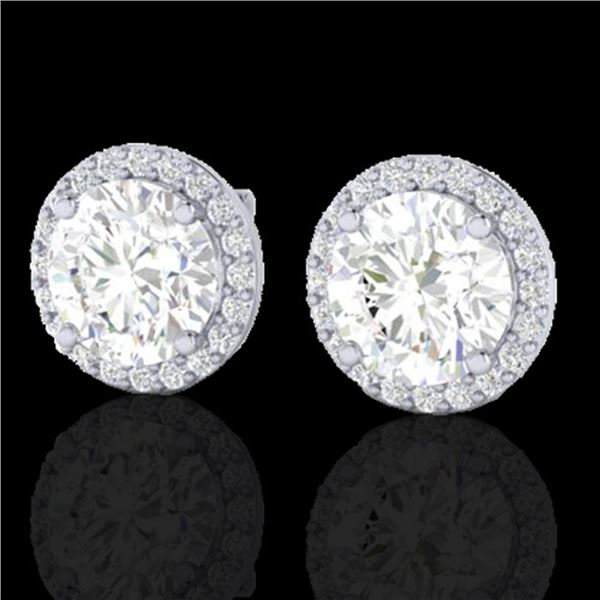 3.50 ctw Halo VS/SI Diamond Micro Pave Earrings 18k White Gold - REF-834R5K