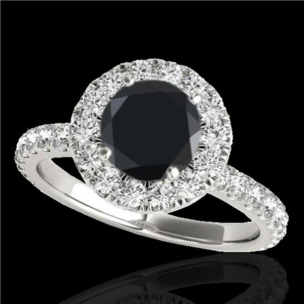 1.75 ctw Certified VS Black Diamond Solitaire Halo Ring 10k White Gold - REF-62M2G