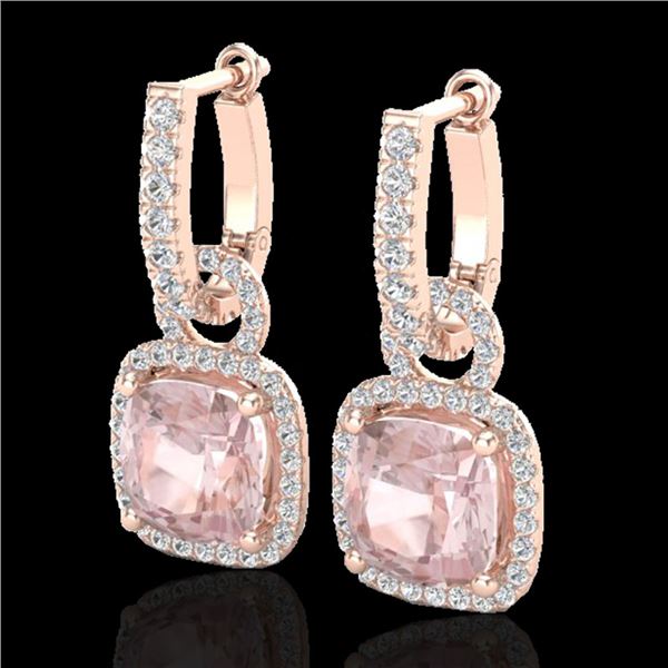 5.50 ctw Morganite & Micro Pave VS/SI Diamond Earrings 14k Rose Gold - REF-152Y8X