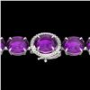 Image 1 : 78 ctw Amethyst & Micro Pave Diamond Bracelet 14k White Gold - REF-218W2H