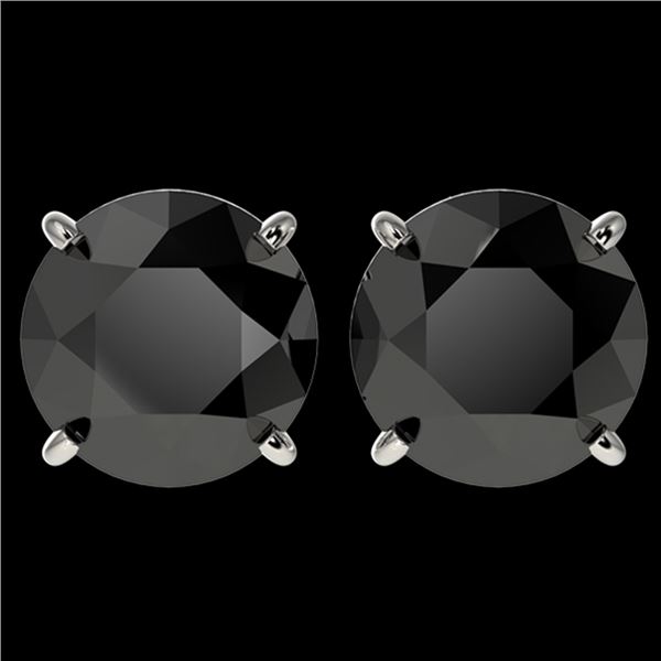 4.19 ctw Fancy Black Diamond Solitaire Stud Earrings 10k White Gold - REF-68H8R