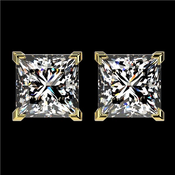 2.50 ctw VS/SI Quality Princess Diamond Stud Earrings 10k Yellow Gold - REF-601R4K