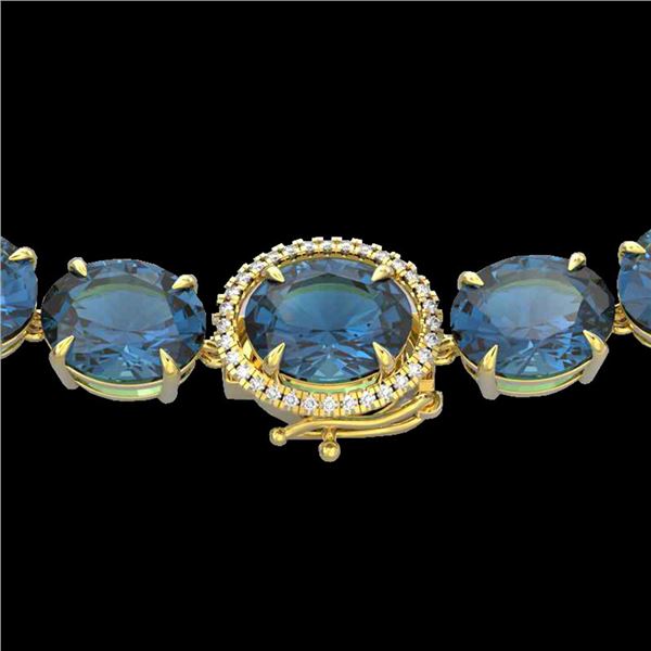 177 ctw London Blue Topaz & Diamond Micro Necklace 14k Yellow Gold - REF-563W5H