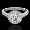 Image 1 : 1.3 ctw Certified Diamond Solitaire Halo Ring 10k White Gold - REF-197M8G