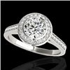 Image 2 : 1.3 ctw Certified Diamond Solitaire Halo Ring 10k White Gold - REF-197M8G