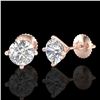 Image 2 : 1.5 ctw VS/SI Diamond Solitaire Art Deco Stud Earrings 18k Rose Gold - REF-208H6R