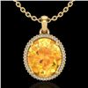 Image 1 : 10 ctw Citrine & Micro Pave VS/SI Diamond Necklace 18k Yellow Gold - REF-75G5W
