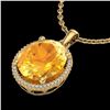 Image 2 : 10 ctw Citrine & Micro Pave VS/SI Diamond Necklace 18k Yellow Gold - REF-75G5W