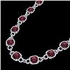 Image 1 : 66 ctw Garnet & Micro VS/SI Diamond Eternity Necklace 14k White Gold - REF-881G8W