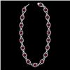 Image 2 : 66 ctw Garnet & Micro VS/SI Diamond Eternity Necklace 14k White Gold - REF-881G8W