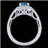 Image 3 : 1.7 ctw Intense Blue Diamond Engagment Art Deco Ring 18k White Gold - REF-236M4G