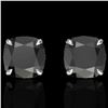 Image 1 : 6 ctw Cushion Black Diamond Designer Earrings 18k White Gold - REF-163Y6X