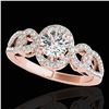 Image 1 : 1.38 ctw Certified Diamond Solitaire Halo Ring 10k Rose Gold - REF-188W2H