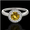 Image 1 : 1.15 ctw Certified SI/I Fancy Intense Yellow Diamond Ring 10k White Gold - REF-190W9H