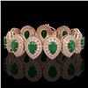 Image 1 : 56.04 ctw Emerald & Diamond Victorian Bracelet 14K Rose Gold - REF-1745X5A