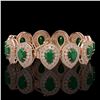 Image 2 : 56.04 ctw Emerald & Diamond Victorian Bracelet 14K Rose Gold - REF-1745X5A