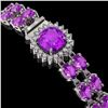 Image 3 : 16.25 ctw Amethyst & Diamond Bracelet 14K White Gold - REF-263N6F