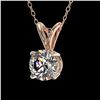 Image 2 : 0.77 ctw Certified Quality Diamond Solitaire Necklace 10k Rose Gold - REF-61N8F