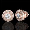 Image 2 : 1.5 ctw VS/SI Diamond Solitaire Art Deco Stud Earrings 18k Rose Gold - REF-263H6R