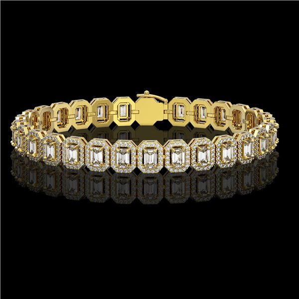 11.52 ctw Emerald Cut Diamond Micro Pave Bracelet 18K Yellow Gold - REF-1370M9G