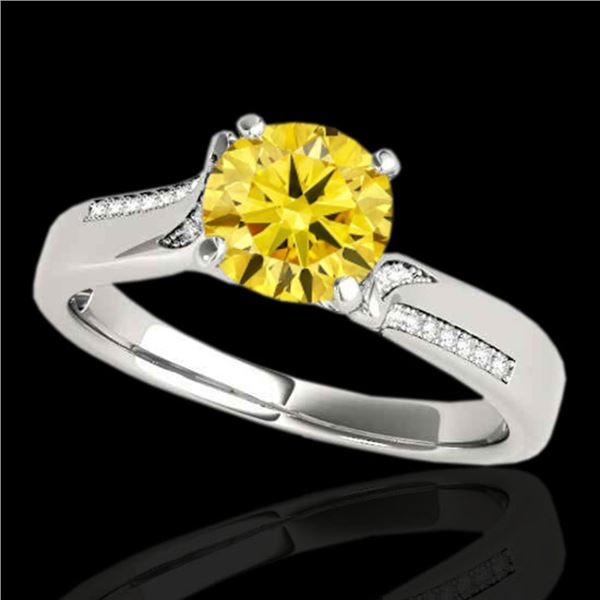 1.18 ctw Certified SI/I Fancy Intense Yellow Diamond Ring 10k White Gold - REF-190X9A