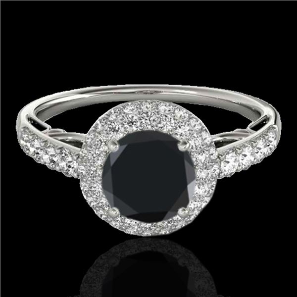 1.65 ctw Certified VS Black Diamond Solitaire Halo Ring 10k White Gold - REF-66H8R