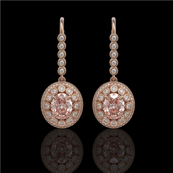 7.85 ctw Morganite & Diamond Victorian Earrings 14K Rose Gold - REF-317A5N